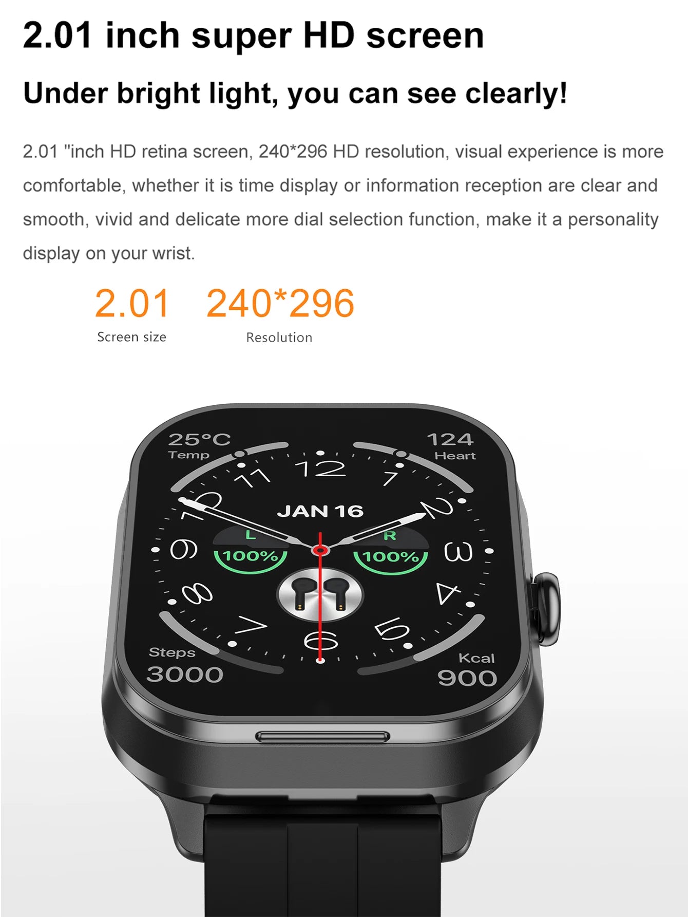 Smart Watch 2.01" HD Large Screen