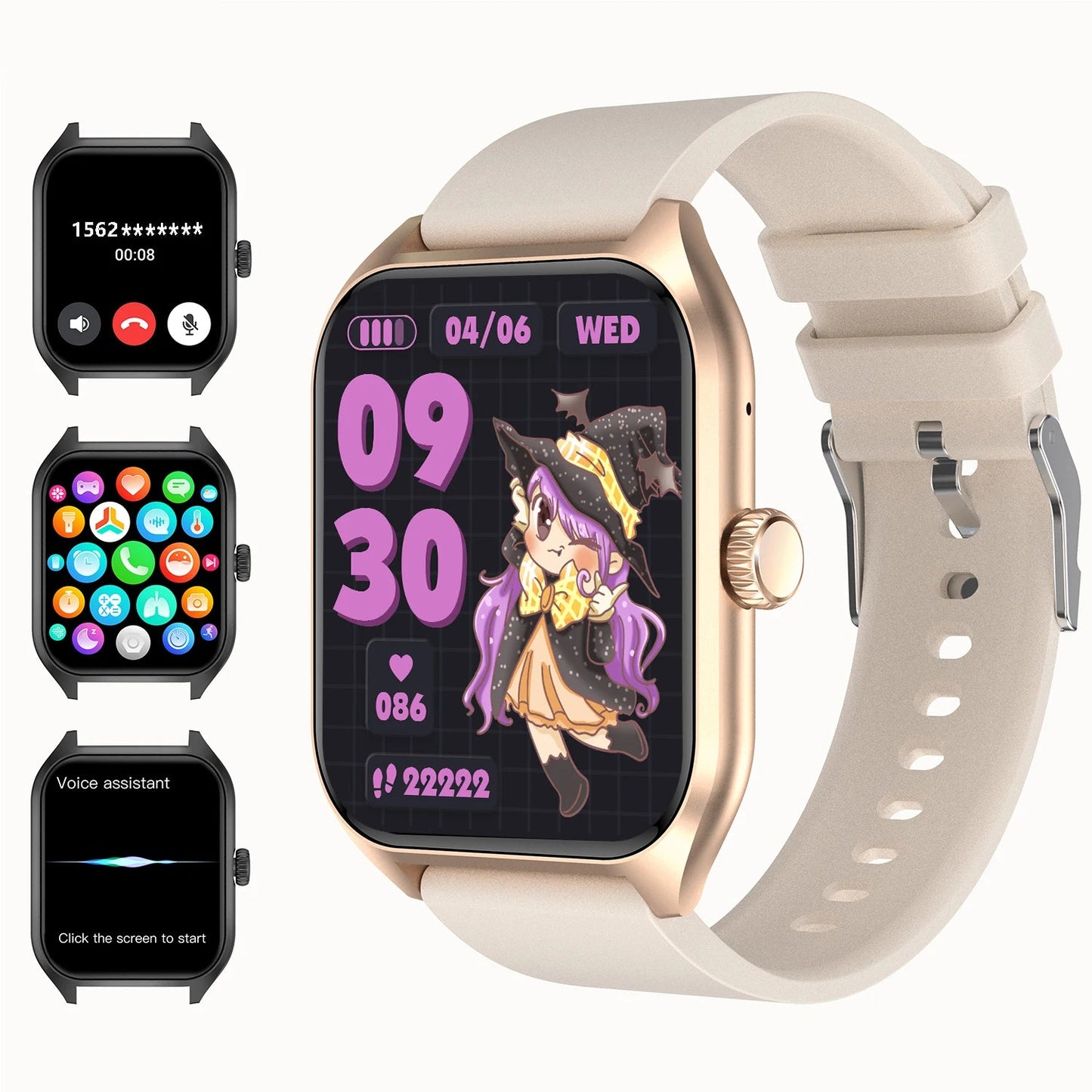 Smart AI Watch – 1.96'' HD, 100+ Sports, Heart & Sleep Tracker