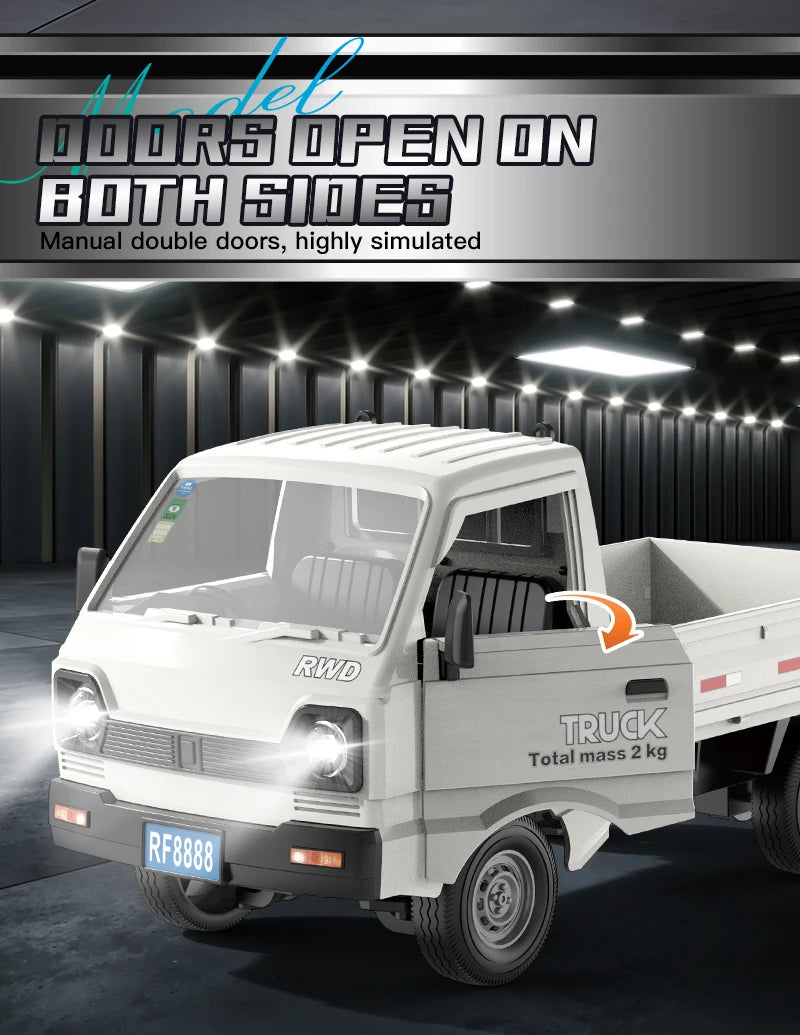 KF21 1:16 RC Drift Truck – LED Spray Light, Climbing & Cargo Haul