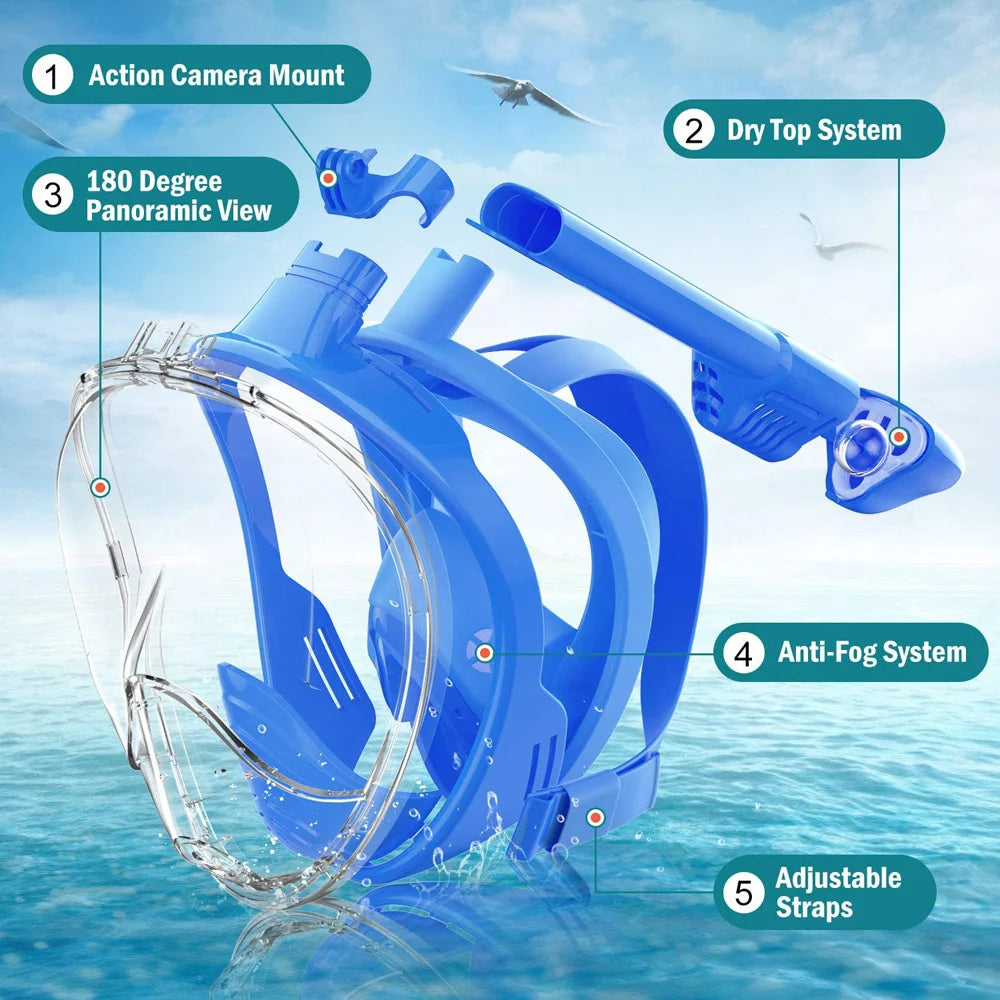Underwater Anti-Fog Full Face Snorkel Mask