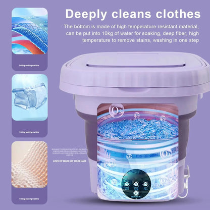 8L Foldable Mini Washer with Spin Dryer