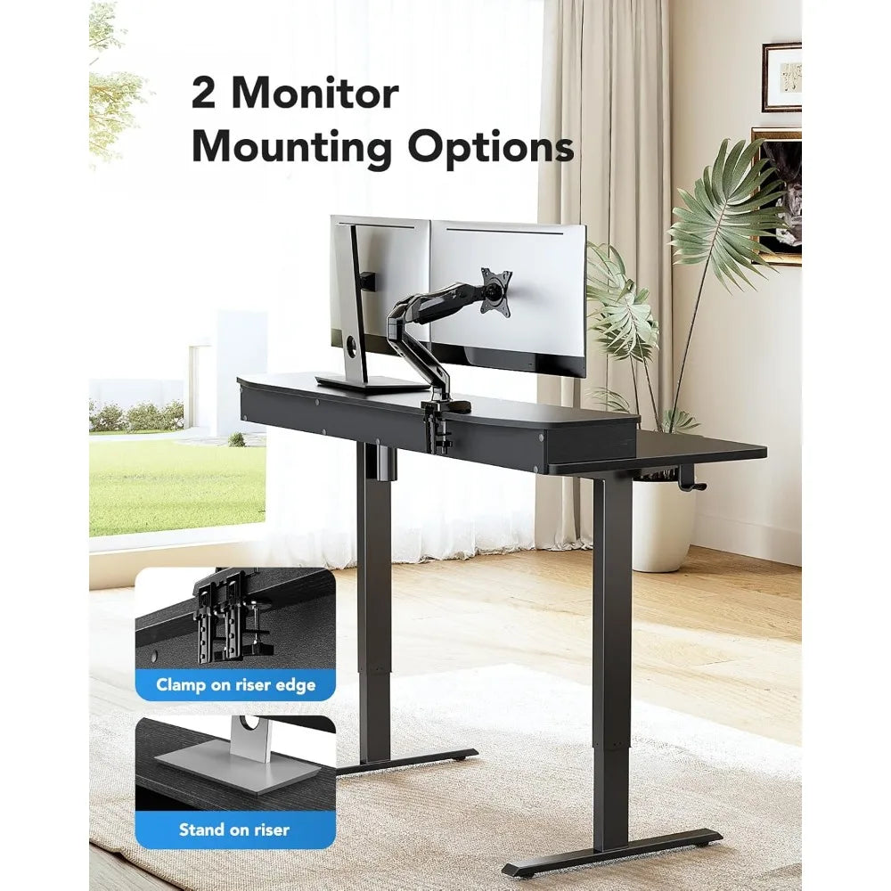 48x24″ Electric Standing Desk w/ Drawers & C-Clamp Mount – Height Adjustable