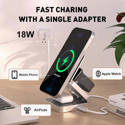 3-in-1 Magnetic Wireless Charger – 30W Fast Charging