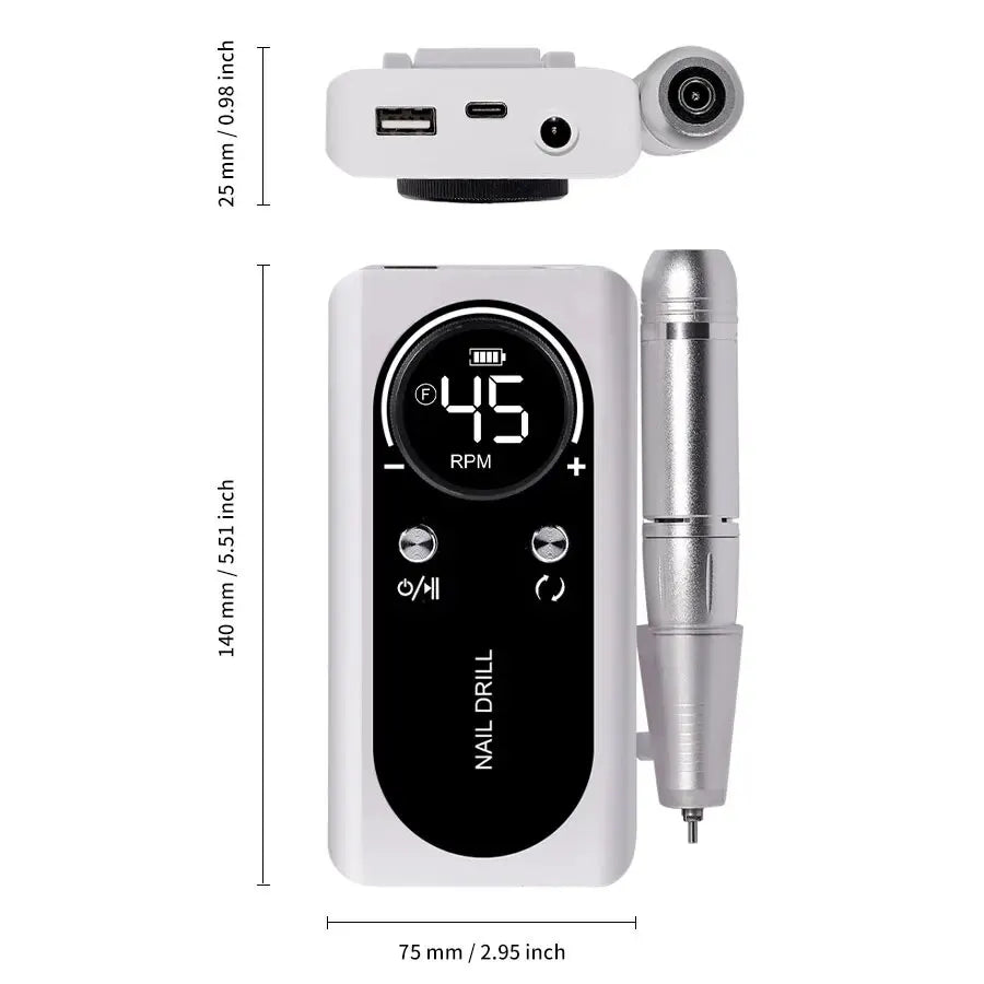 Pro Nail Drill – 45K RPM, Ultra-Quiet & Cordless for Flawless Manicures