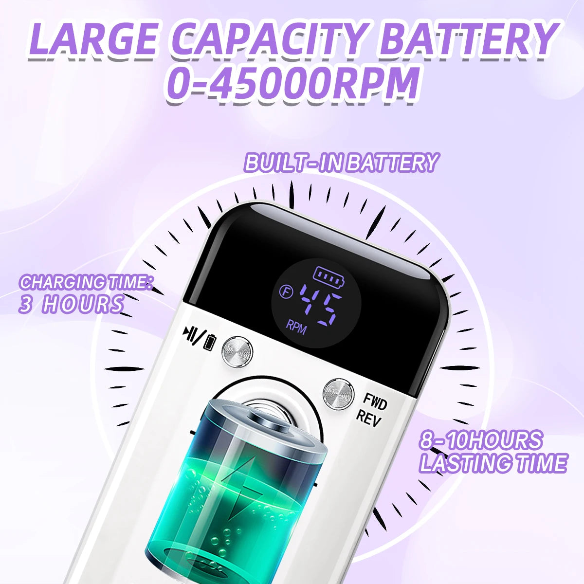 45,000RPM Rechargeable Nail Drill – Ultra-Quiet & Portable Manicure Tool for Salon & Home
