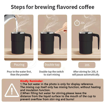 Auto-Stirring Coffee Cup – IP67 Waterproof, BPA-Free, Magnetic Mixing