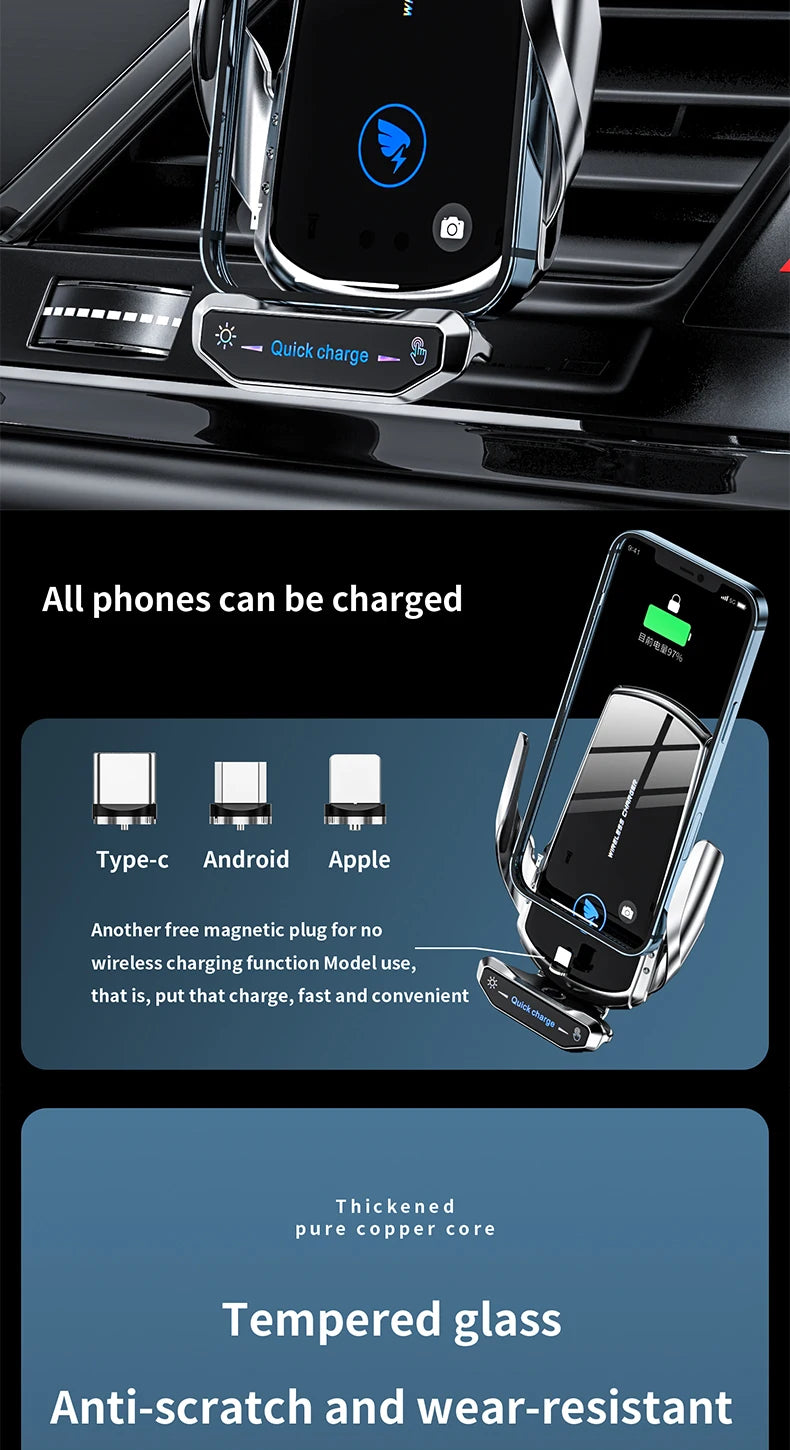 15W Magnetic Car Charger – Fast Wireless Charging