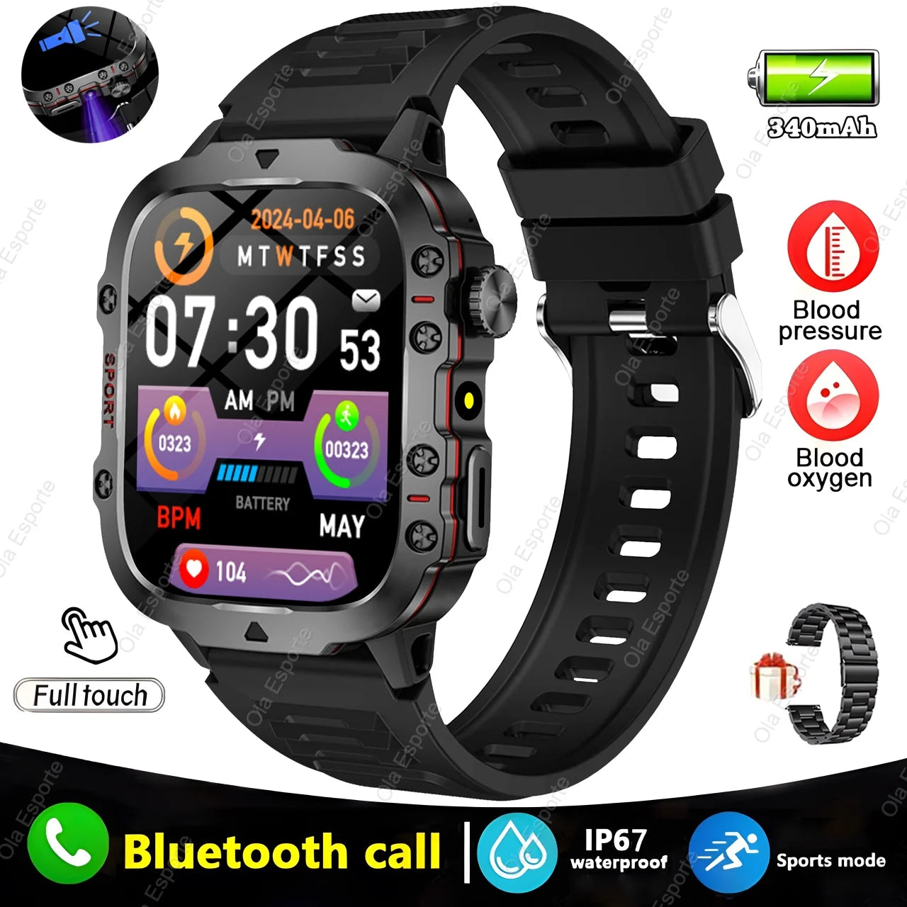 2025 Military Style Smartwatch: GPS, Waterproof, Bluetooth Call