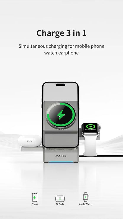 3-in-1 MagSafe Charger Stand – 15W Fast Charging