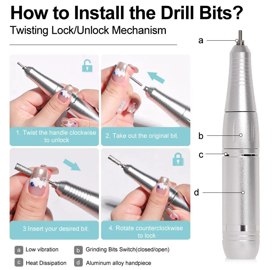 Pro Nail Drill – 45K RPM, Ultra-Quiet & Cordless for Flawless Manicures