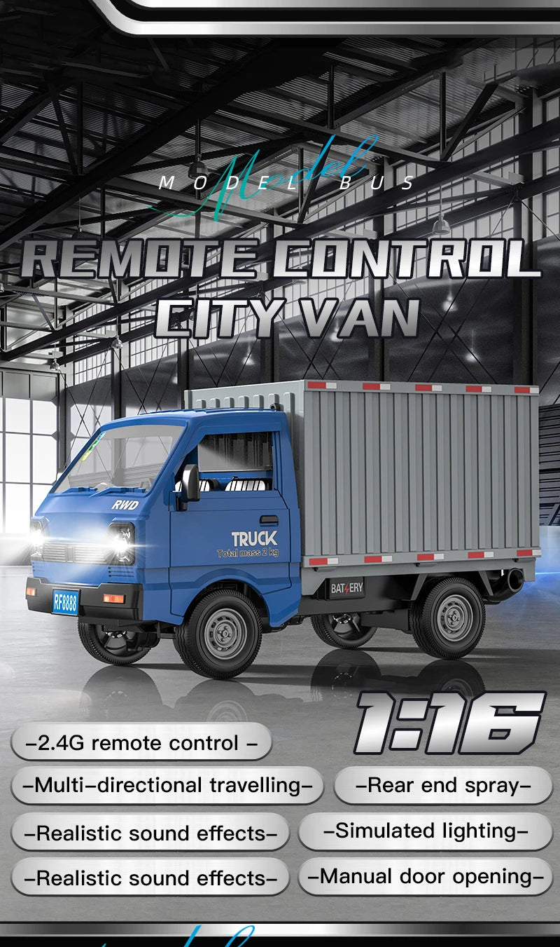 KF21 1:16 RC Drift Truck – LED Spray Light, Climbing & Cargo Haul