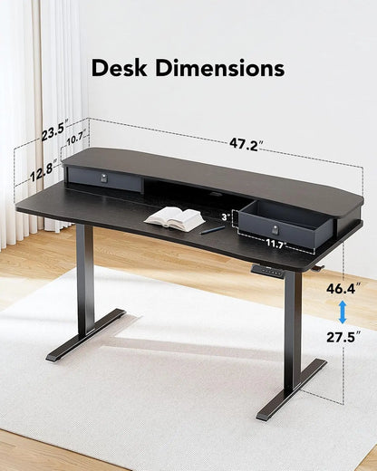 48x24″ Electric Standing Desk w/ Drawers & C-Clamp Mount – Height Adjustable
