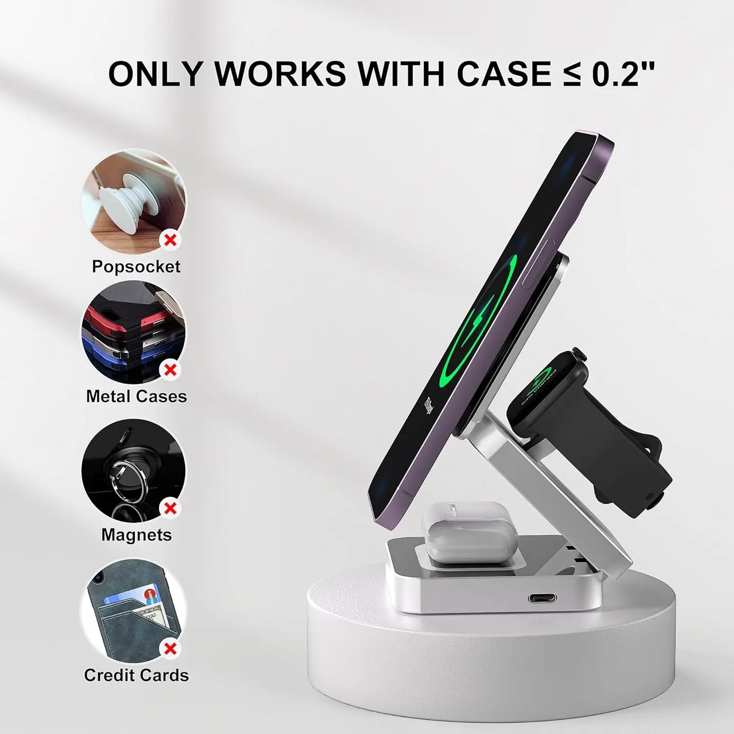3-in-1 Magnetic Wireless Charger – 30W Fast Charging