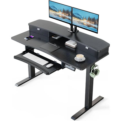 48x26" Electric Standing Desk w/ Drawers & Large Keyboard Tray