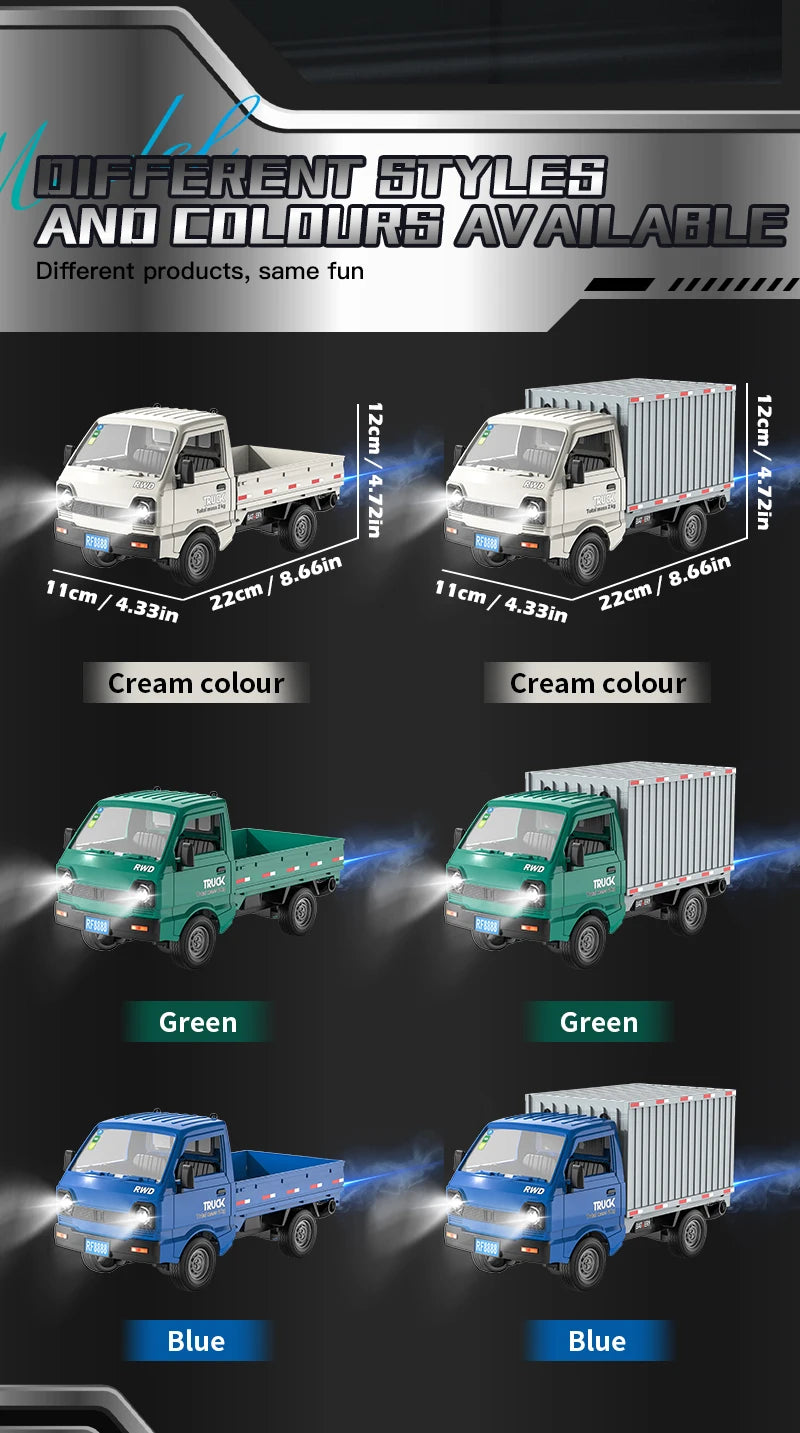 KF21 1:16 RC Drift Truck – LED Spray Light, Climbing & Cargo Haul