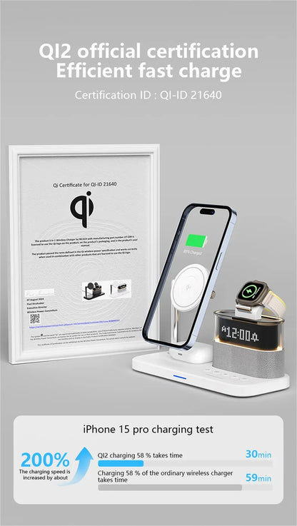5-in-1 Magnetic Wireless Charger Stand - LED Clock