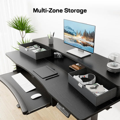 48x26" Electric Standing Desk w/ Drawers & Large Keyboard Tray