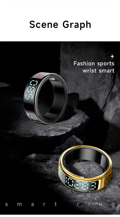 SR08 Smart Ring: Health Monitor with LED Display & 5ATM Waterproof