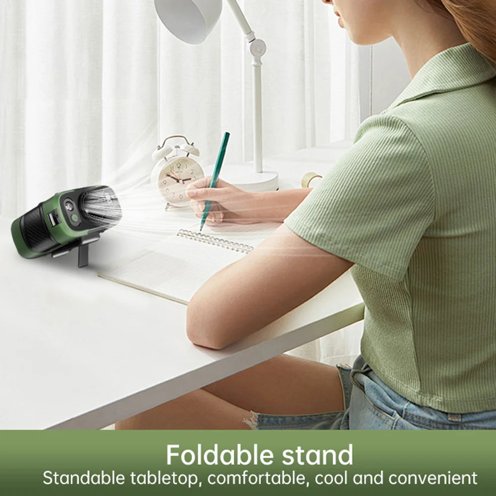 3-in-1 Rechargeable Wearable Fan – LED Light, 6000mAh, 100 Speeds | Perfect for Summer & Work