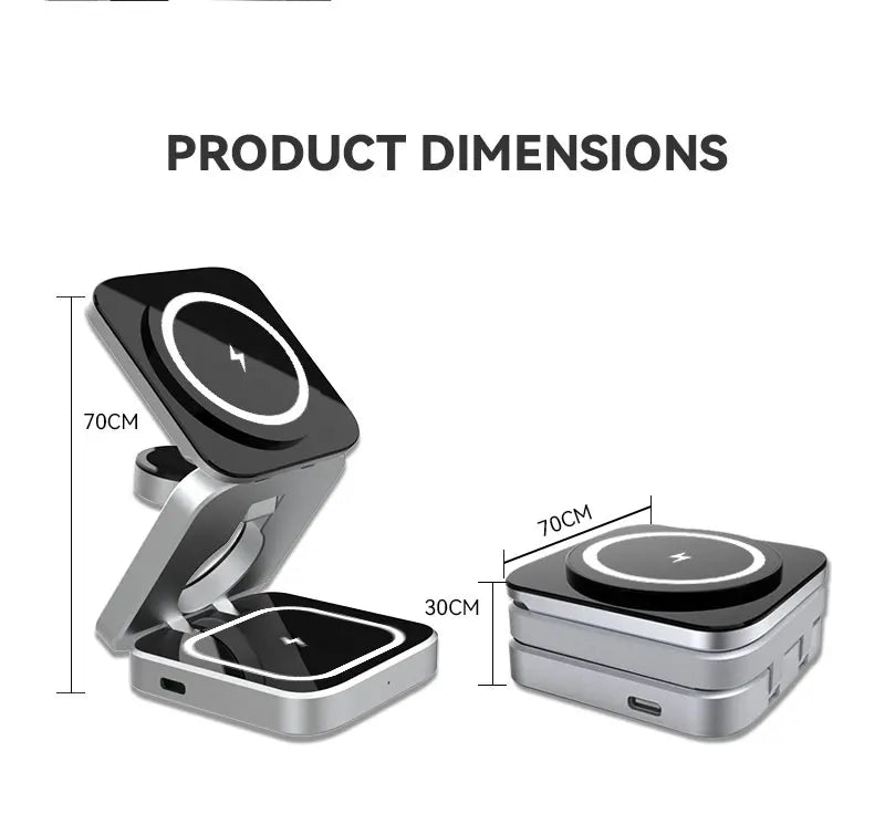 3-in-1 Magnetic Wireless Charger – 30W Fast Charging