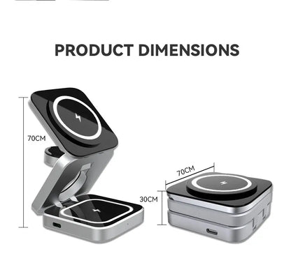 3-in-1 Magnetic Wireless Charger – 30W Fast Charging