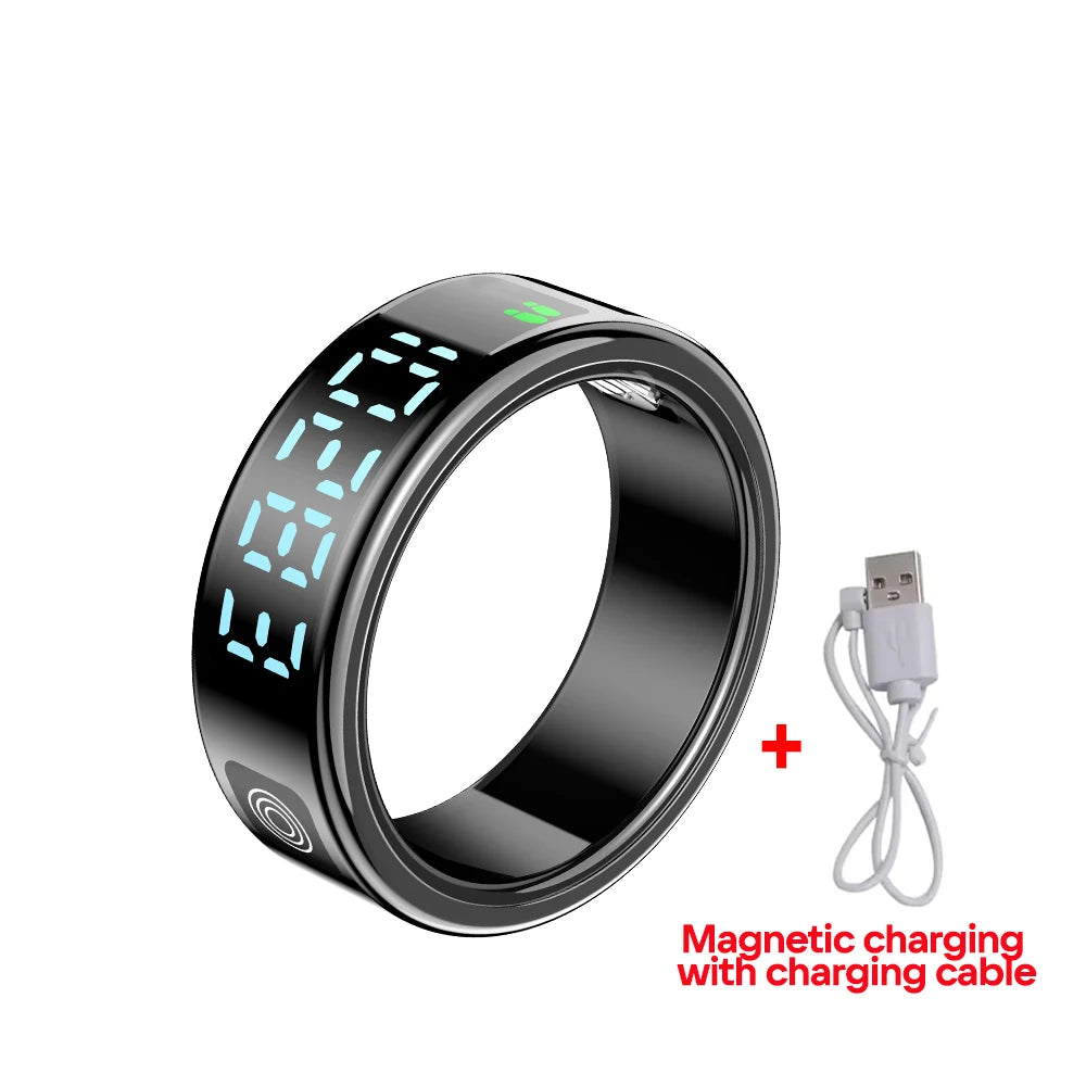 SR08 Smart Ring: Health Monitor with LED Display & 5ATM Waterproof