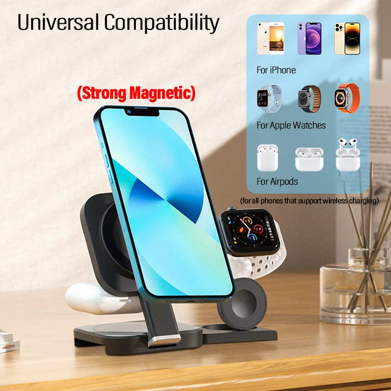 Ultimate 3-in-1 Foldable Magnetic Wireless Charger for Apple Devices