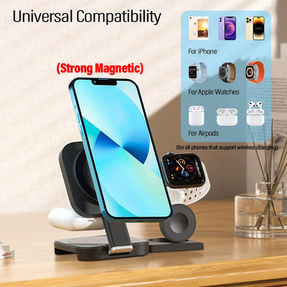 Ultimate 3-in-1 Foldable Magnetic Wireless Charger for Apple Devices