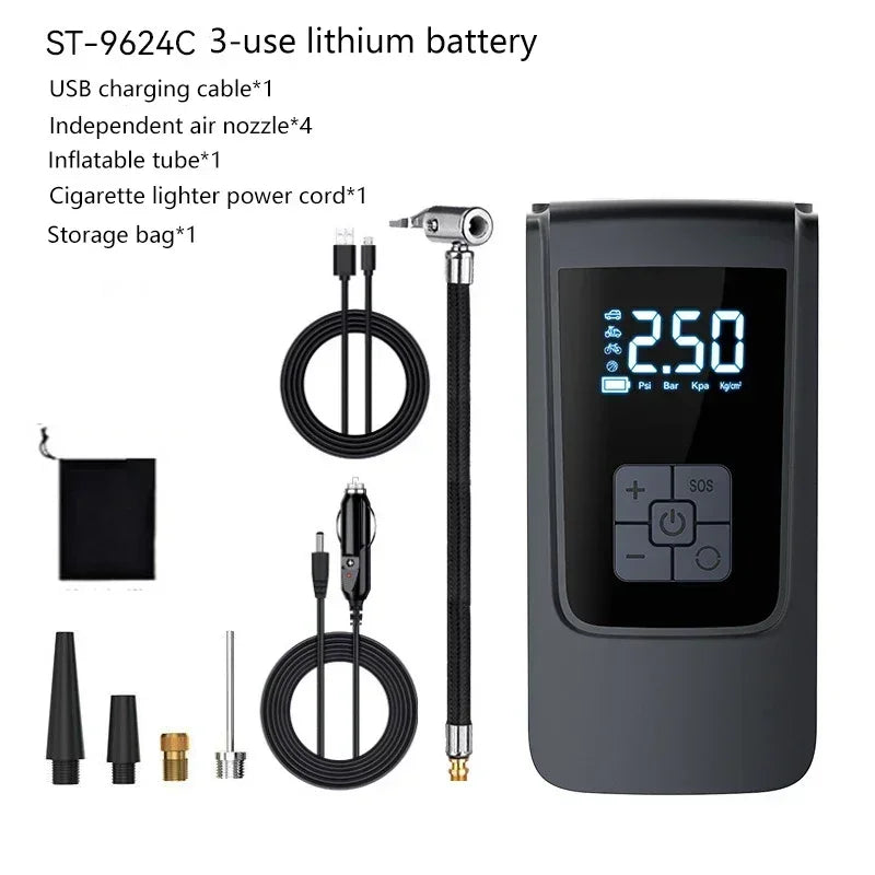 Portable Wireless Air Compressor – Fast Tire Inflator for Cars, Bikes & More