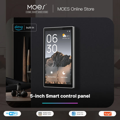 MOES 5" Smart Touch Panel – Voice Control with Alexa, ZigBee Hub & Scene Control