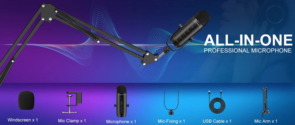 Pro USB Podcast Mic Kit - Boom Arm