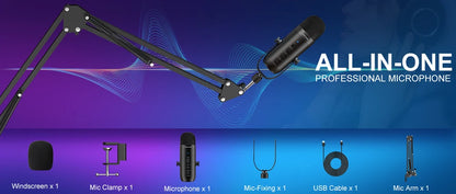 Pro USB Podcast Mic Kit - Boom Arm