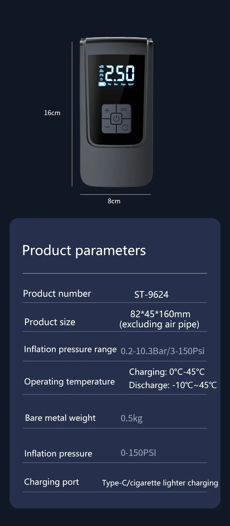 Portable Wireless Air Compressor – Fast Tire Inflator for Cars, Bikes & More