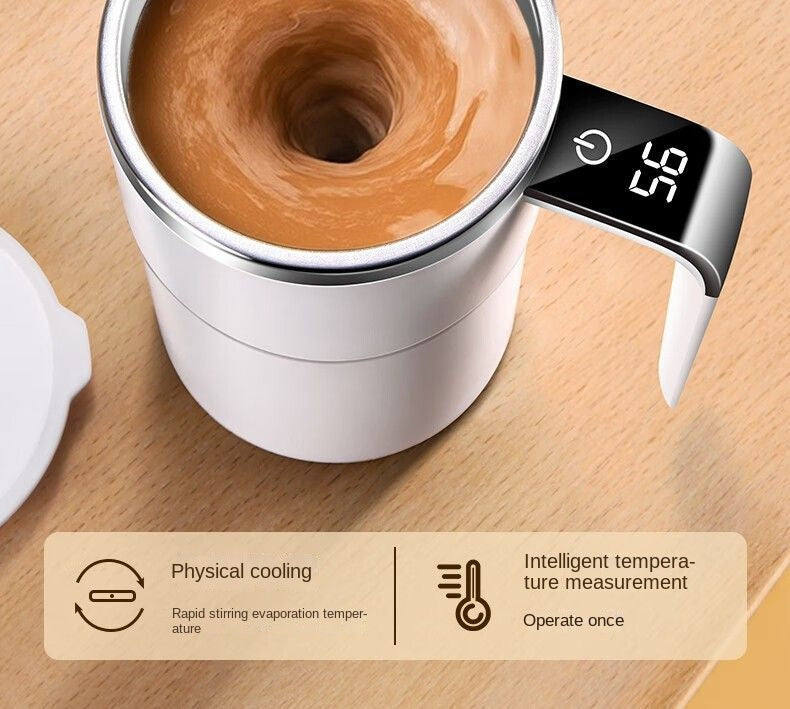 Auto-Stirring Coffee Cup – IP67 Waterproof, BPA-Free, Magnetic Mixing